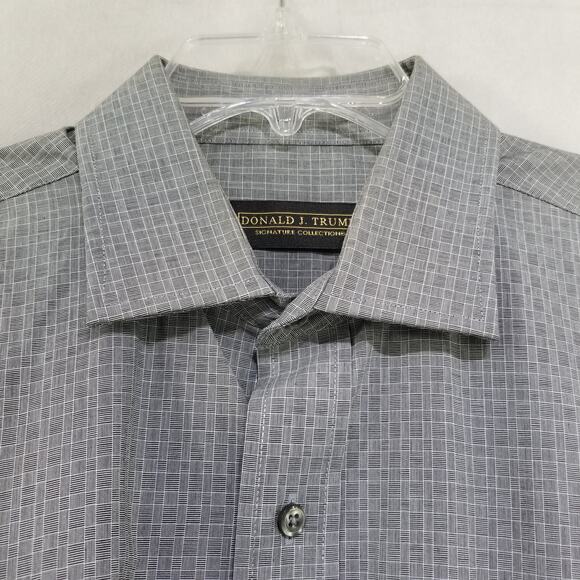 Donald J Trump French Cuff Mens Dress Shirt Gray 16 34/35 Regular Fit - Picture 2 of 12